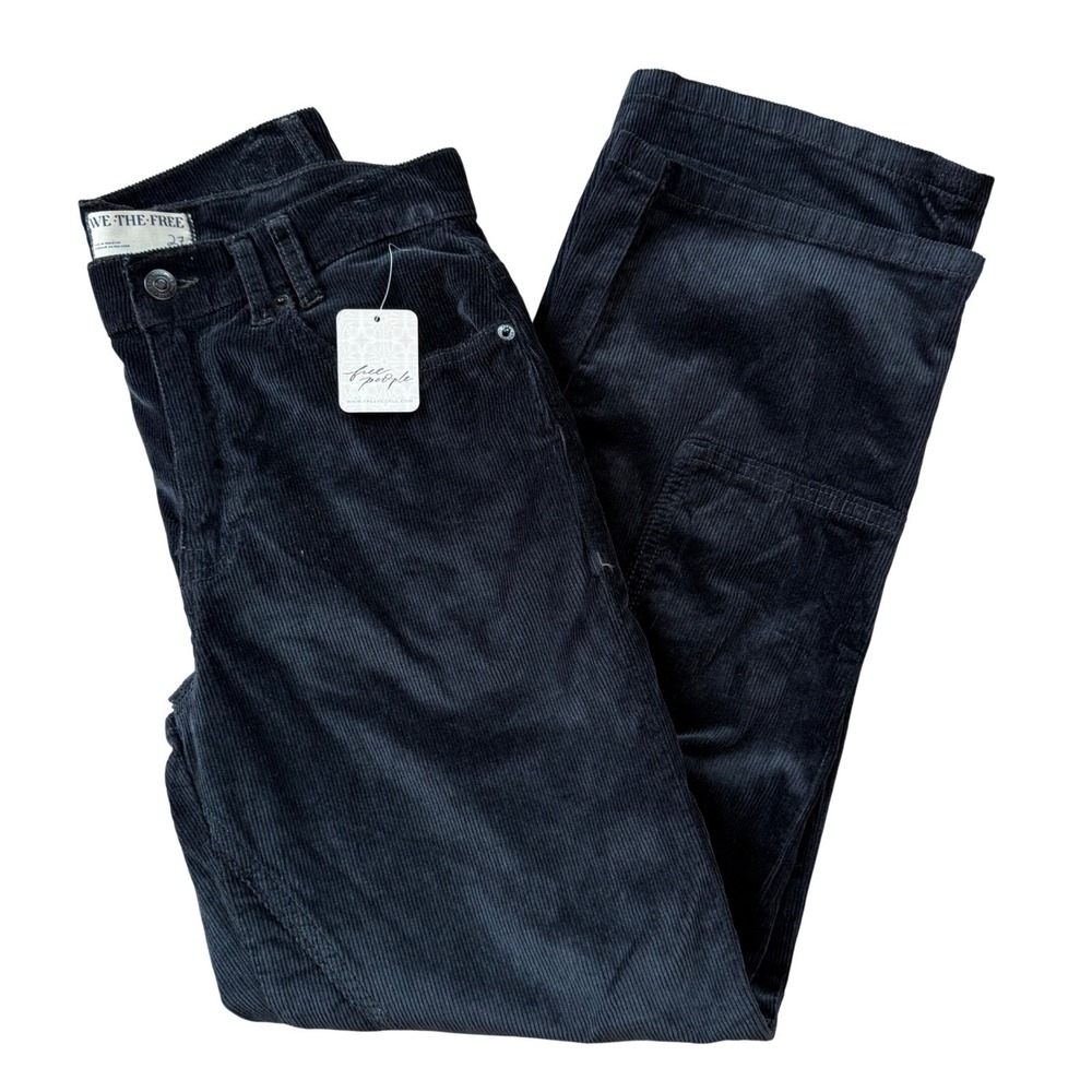 NWT We The Free Black Corduroy High Rise Straight Leg Jeans Women 27 Retail $128 - Picture 5 of 10